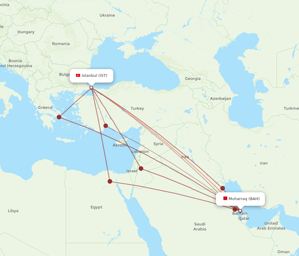 IST-BAH flight routes