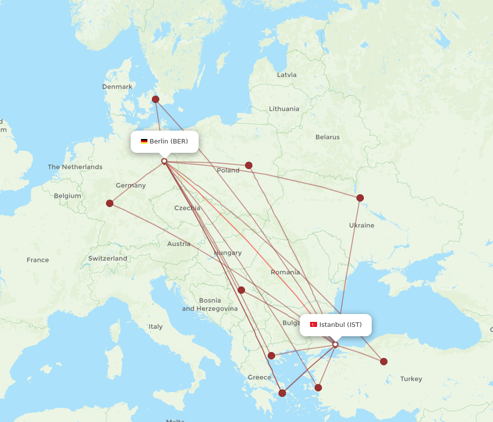 IST to BER flights and routes map