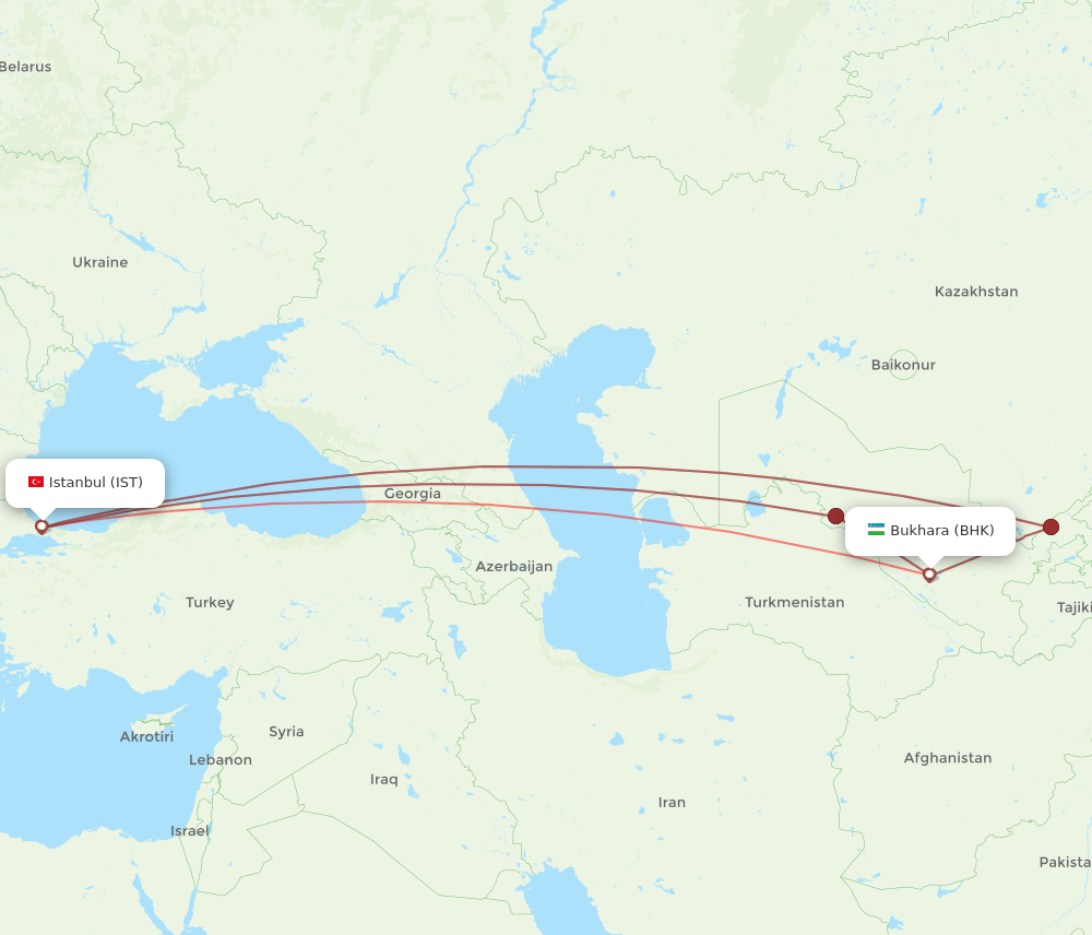 IST-BHK flight routes
