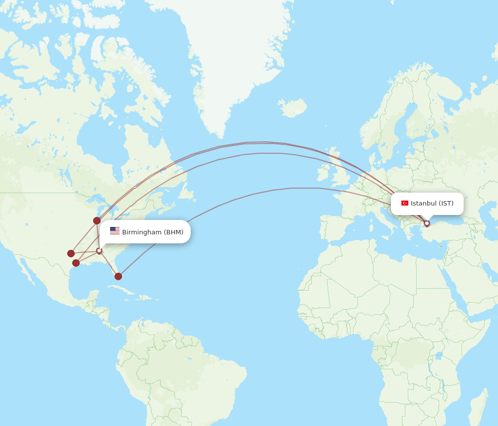 IST-BHM flight routes