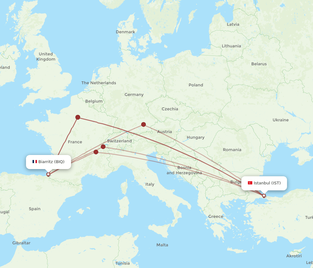 IST-BIQ flight routes