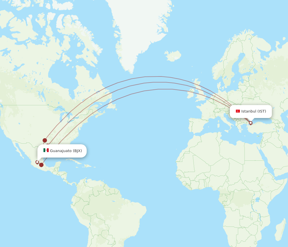 IST-BJX flight routes