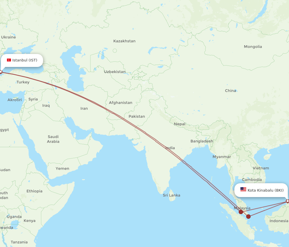 IST-BKI flight routes