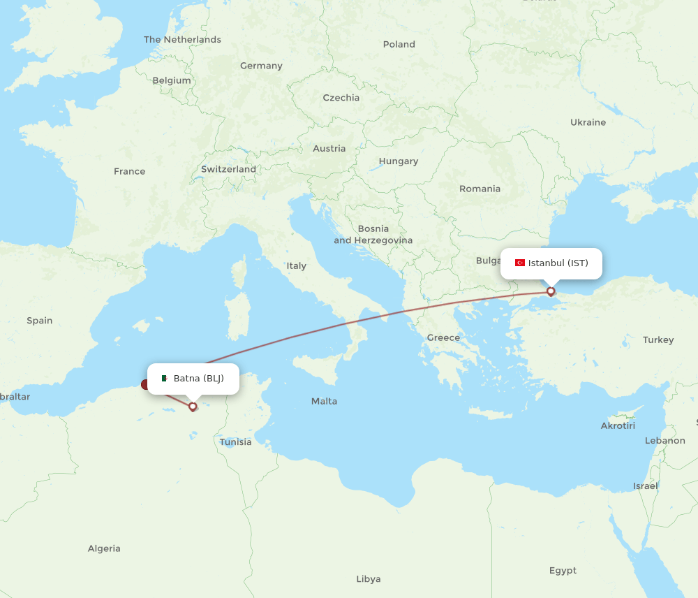 IST-BLJ flight routes