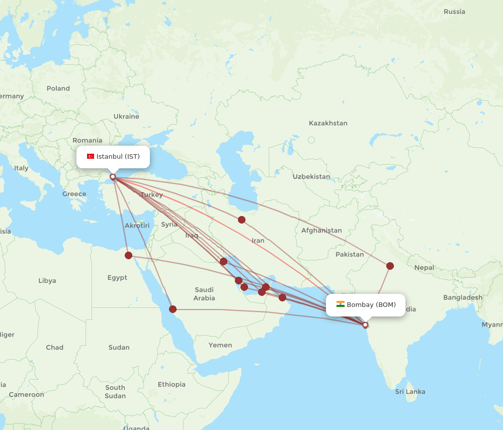 IST-BOM flight routes