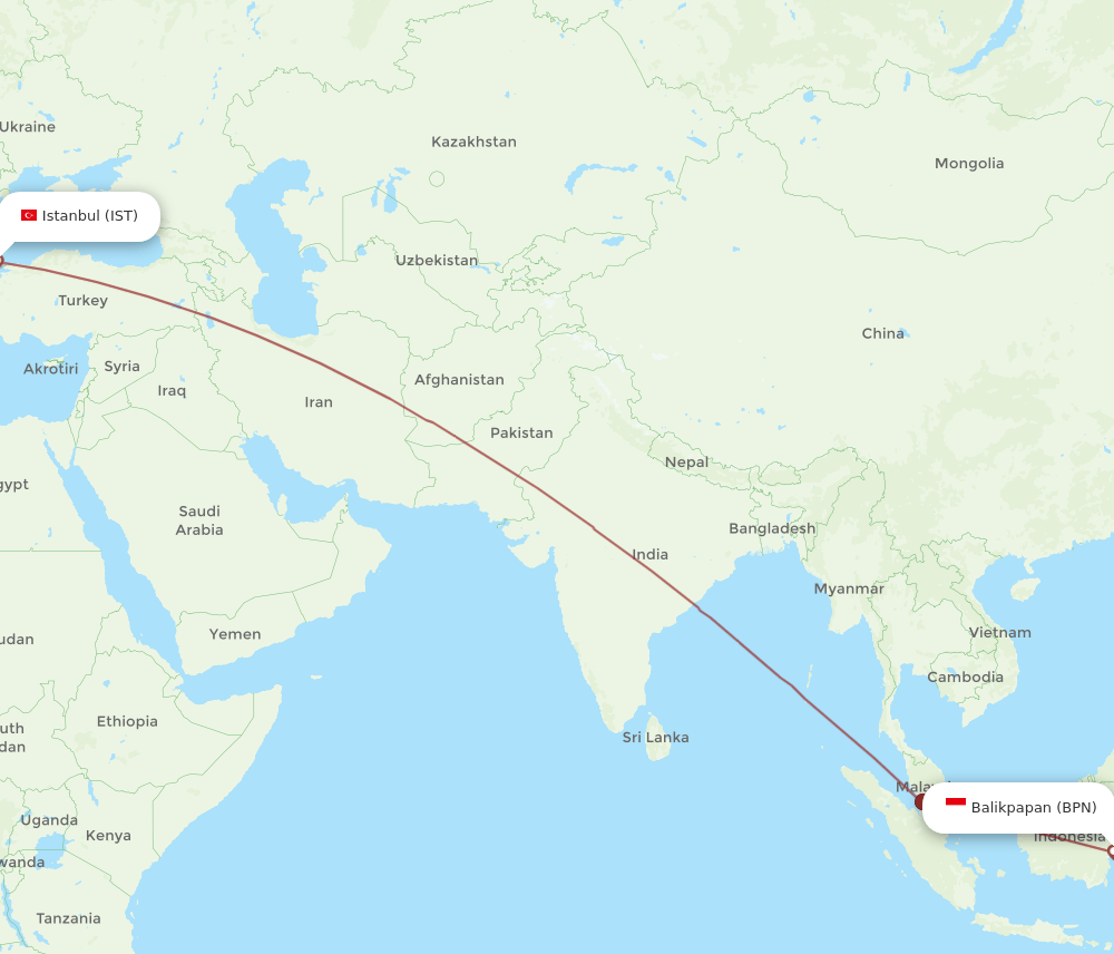 IST-BPN flight routes