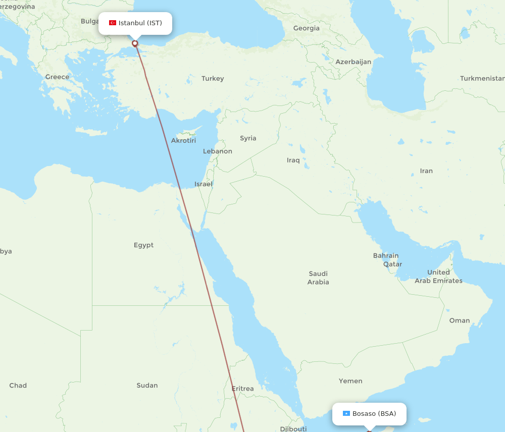IST to BSA flights and routes map