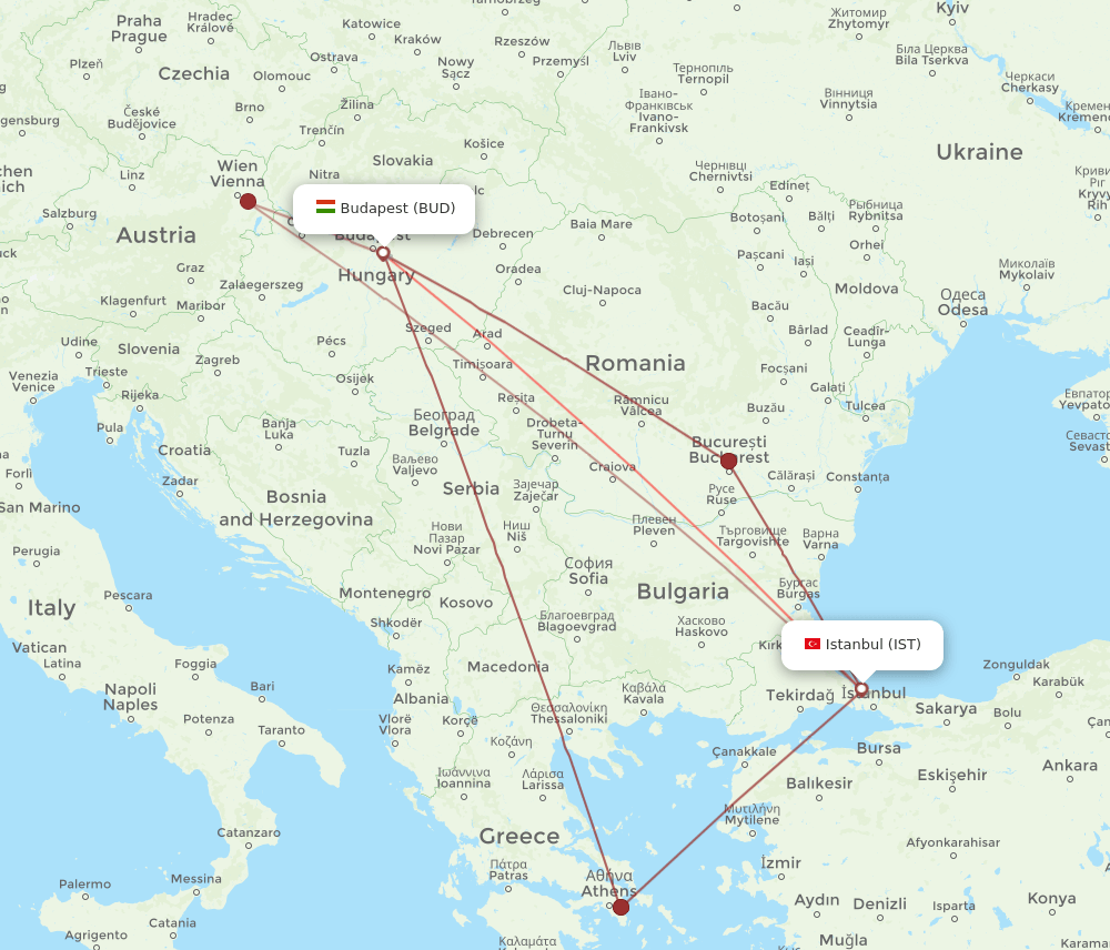 IST-BUD flight routes
