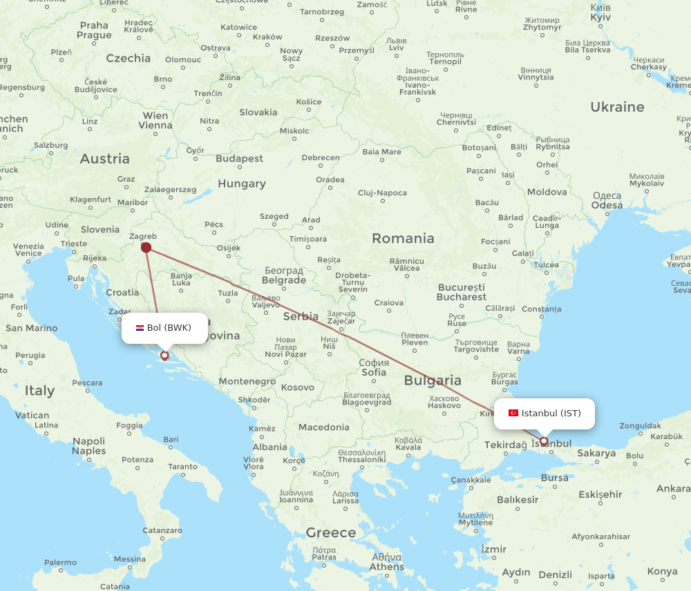 IST-BWK flight routes