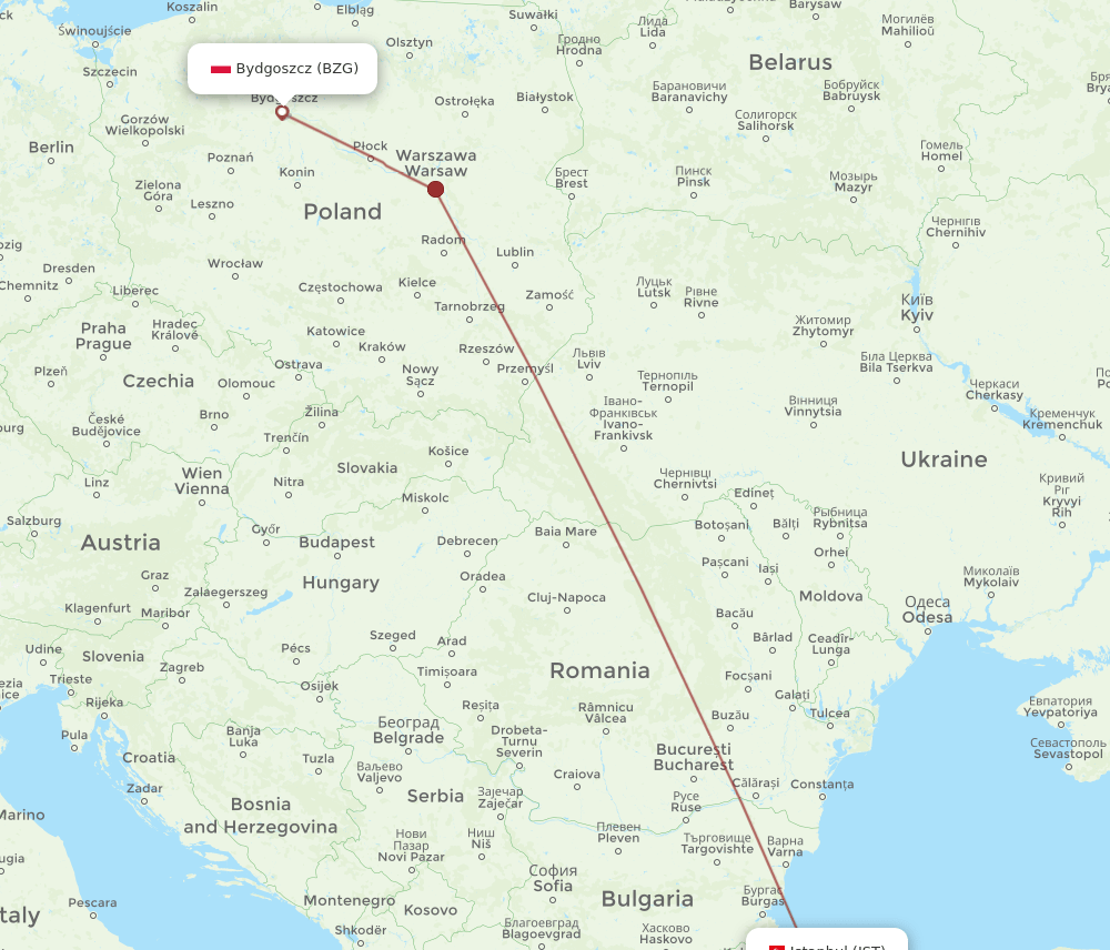 IST-BZG flight routes