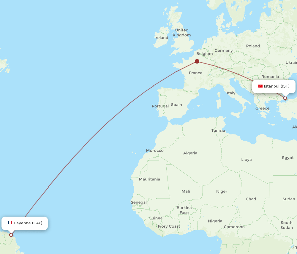 IST-CAY flight routes