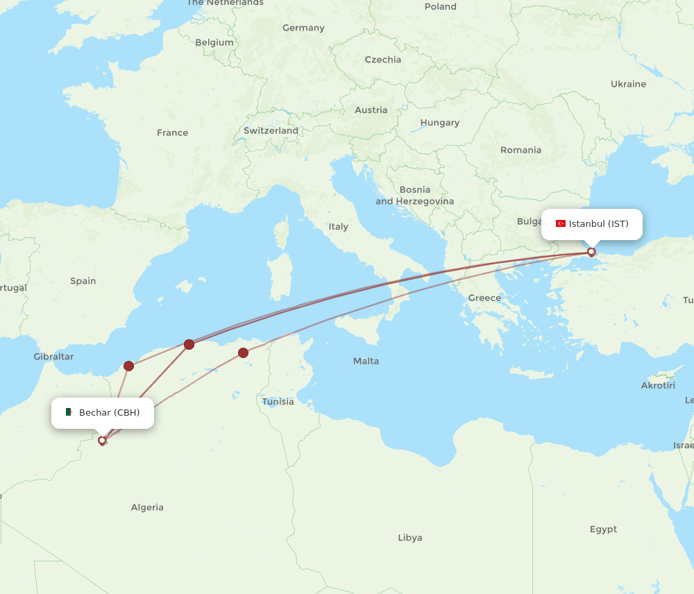 IST-CBH flight routes