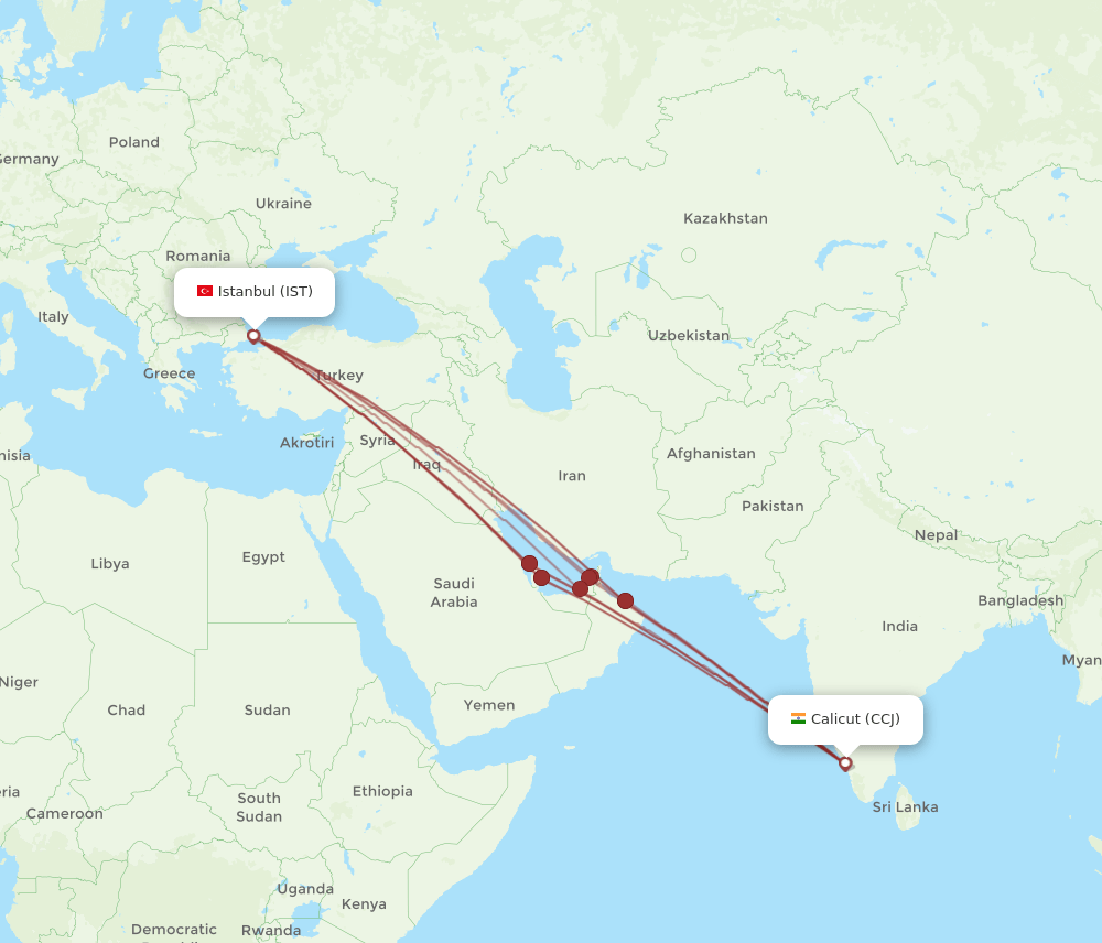 IST-CCJ flight routes