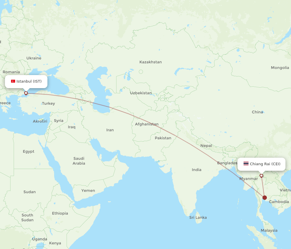 IST-CEI flight routes