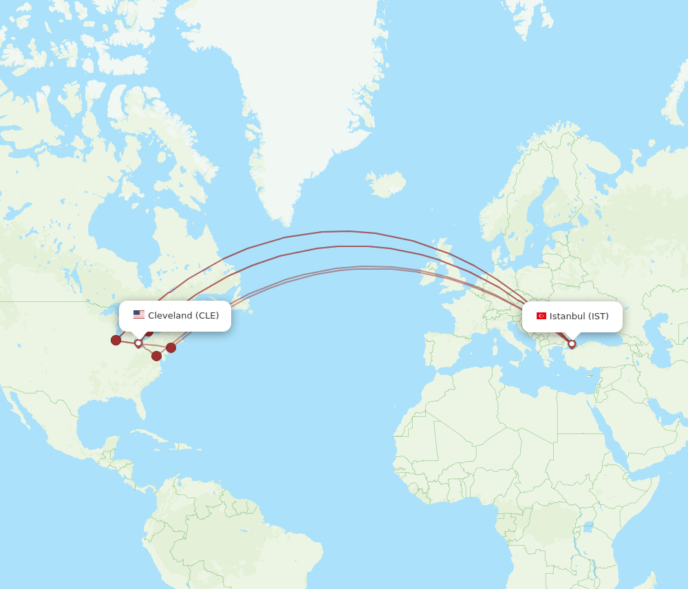 IST-CLE flight routes