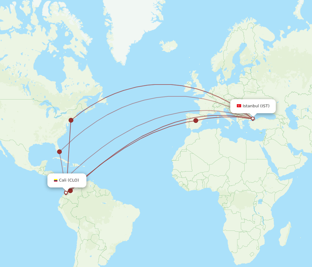 IST-CLO flight routes