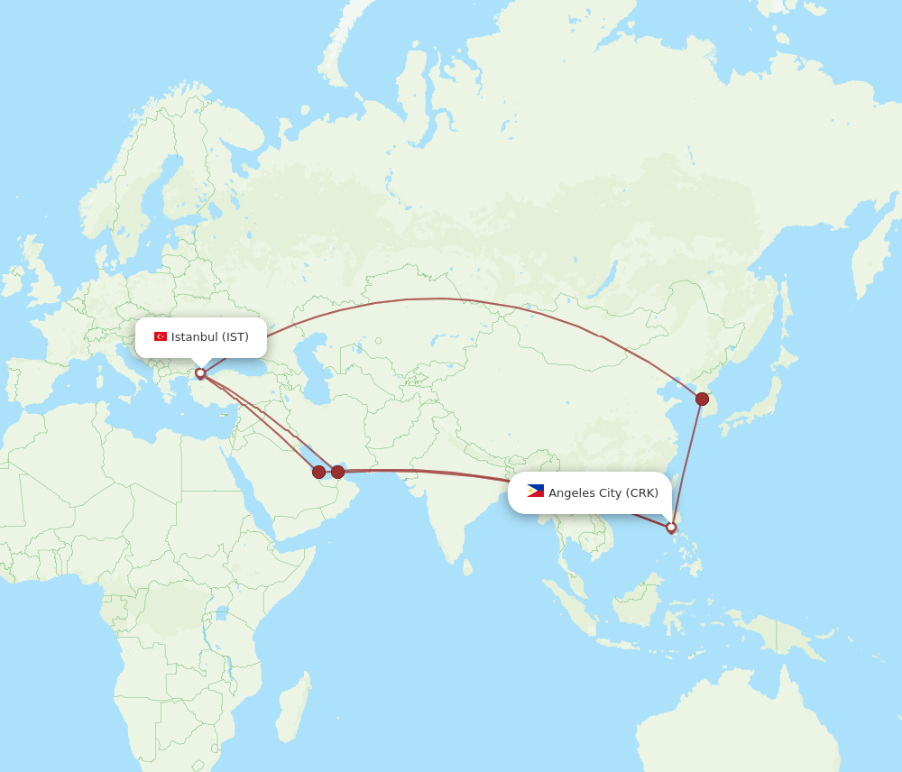 IST to CRK flights and routes map