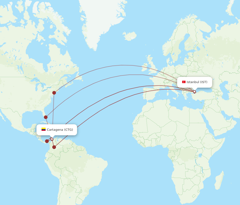 IST-CTG flight routes