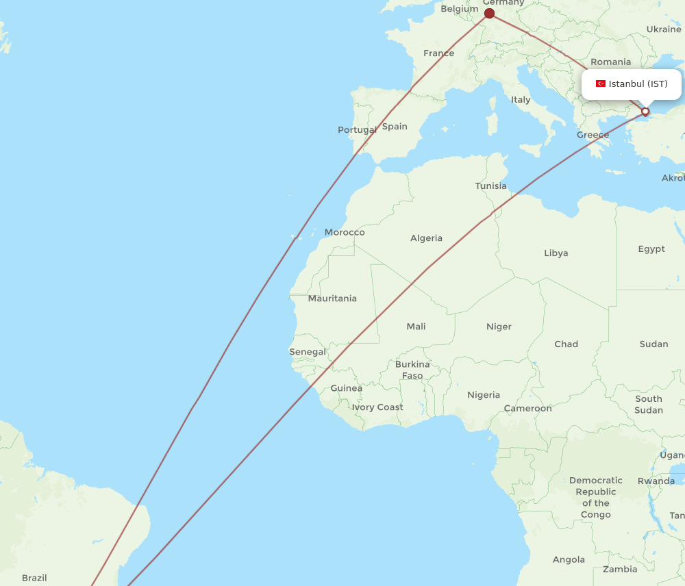 IST-CWB flight routes