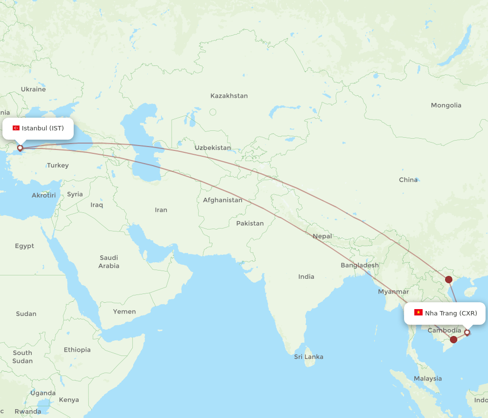 IST-CXR flight routes