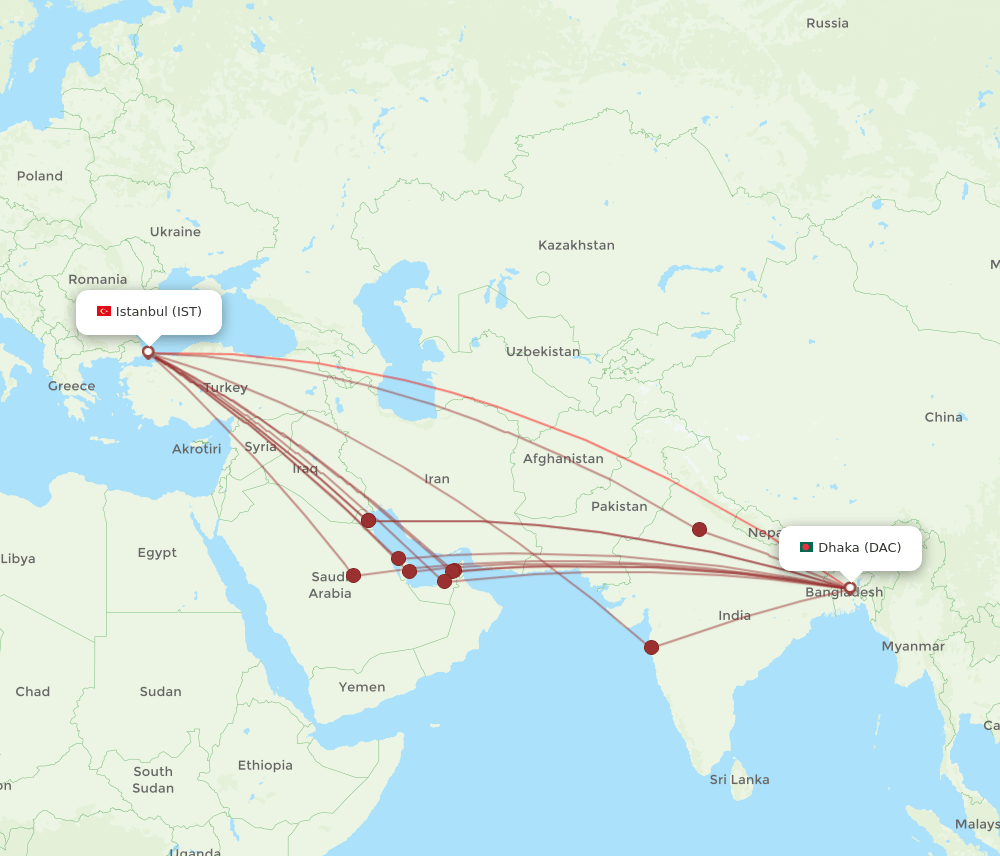 IST-DAC flight routes