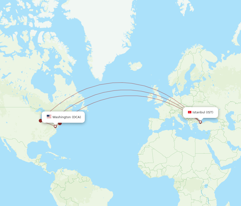 IST-DCA flight routes