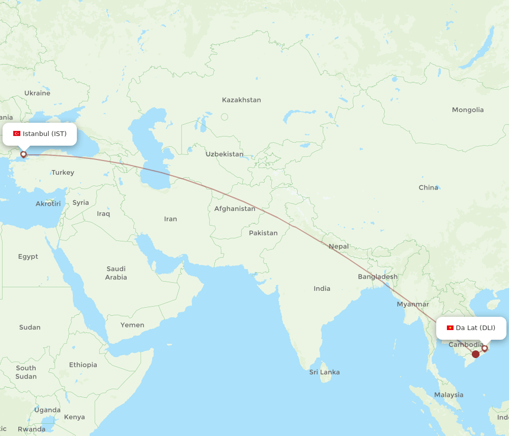 IST-DLI flight routes