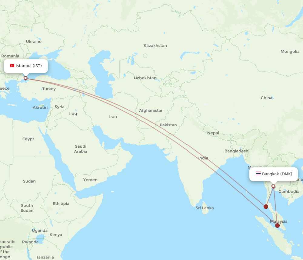 IST-DMK flight routes