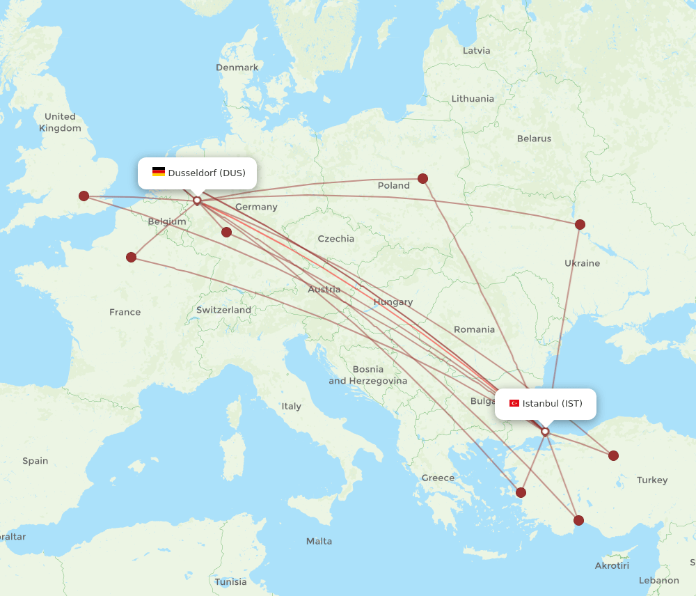 IST-DUS flight routes