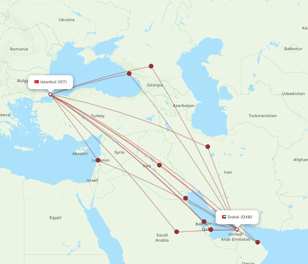 IST-DXB flight routes