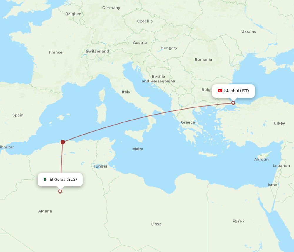 IST-ELG flight routes