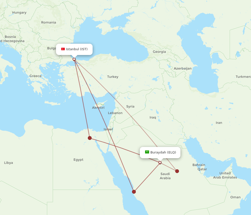 IST to ELQ flights and routes map