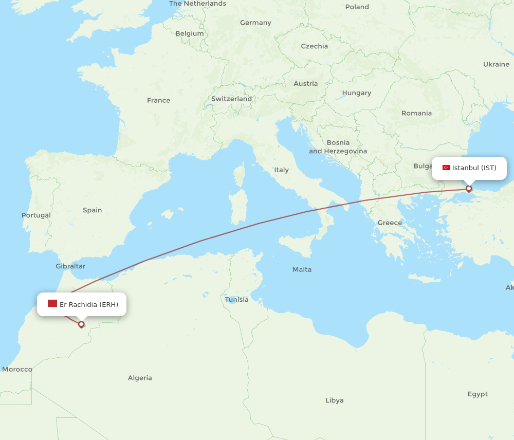 IST-ERH flight routes
