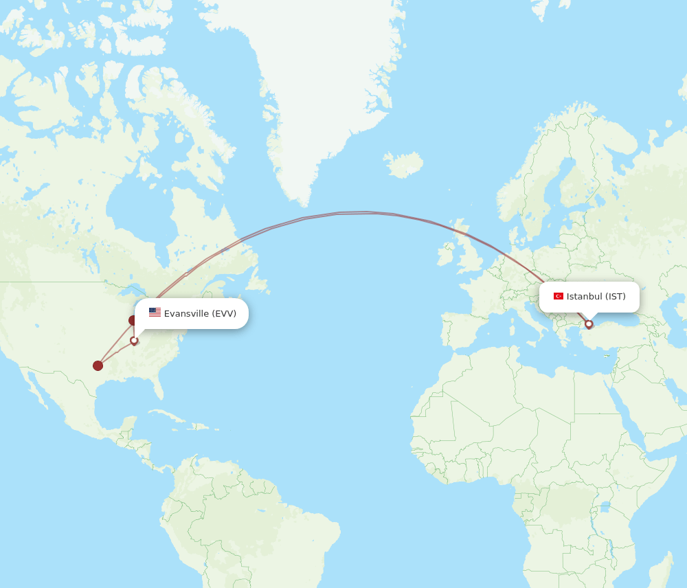 IST-EVV flight routes