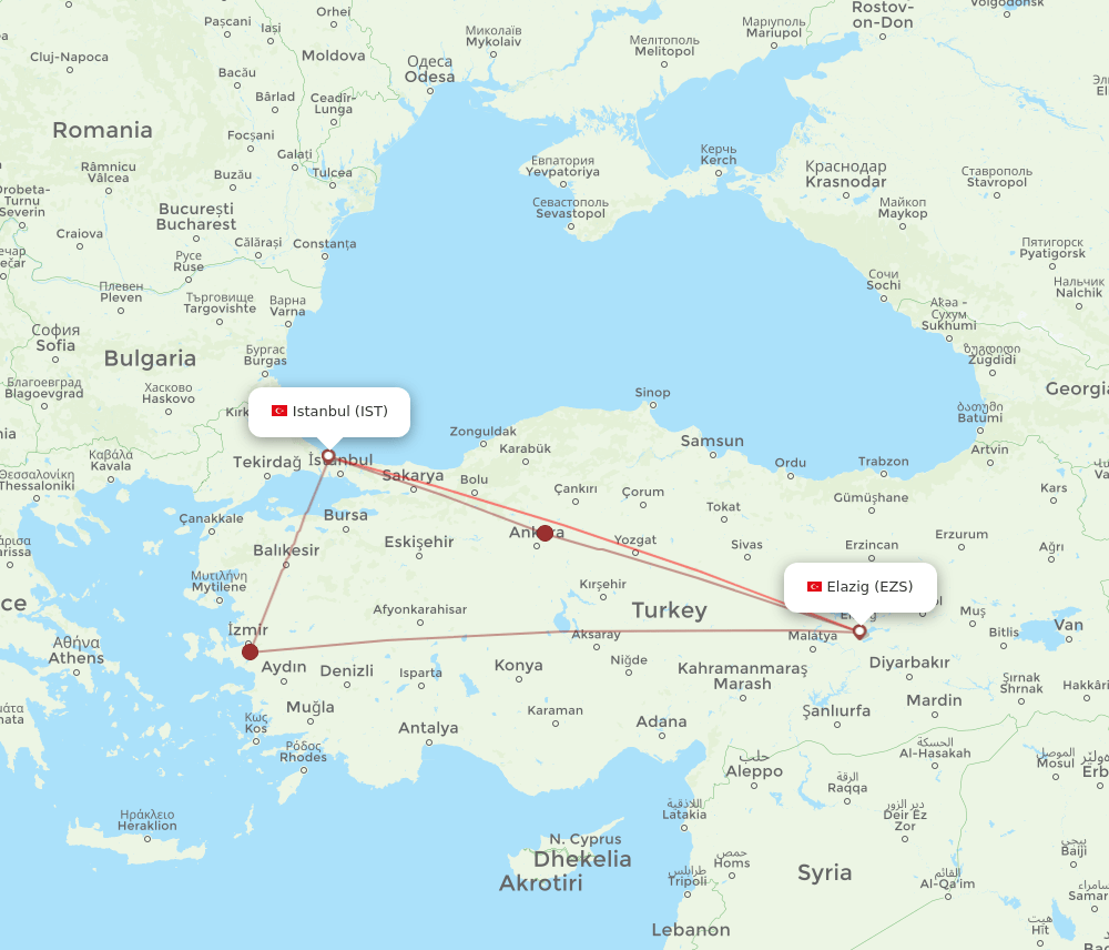IST-EZS flight routes