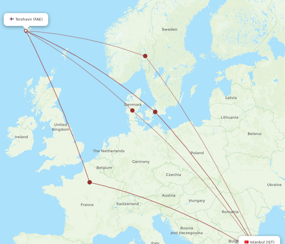 IST-FAE flight routes