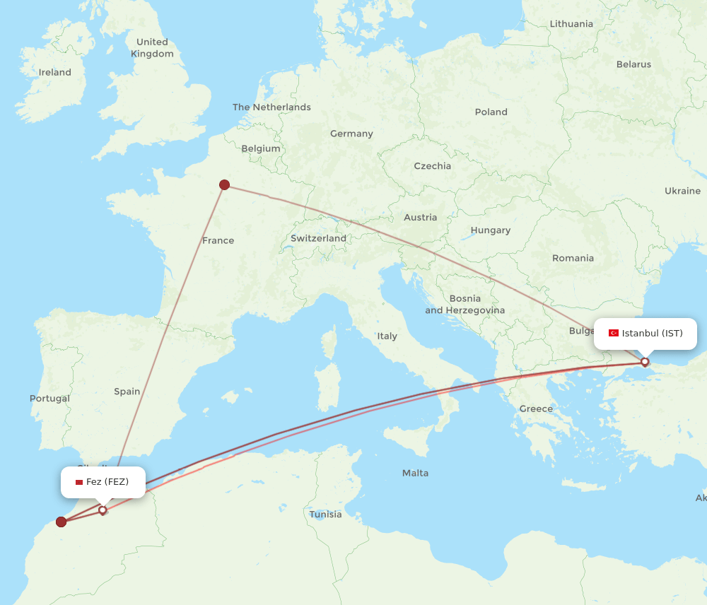 IST-FEZ flight routes
