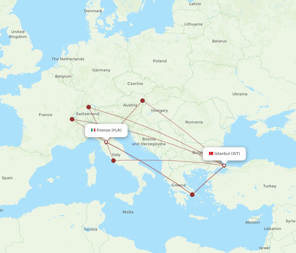 IST to FLR flights and routes map