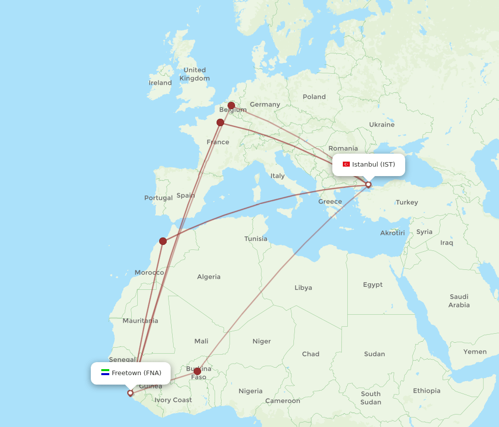 IST-FNA flight routes