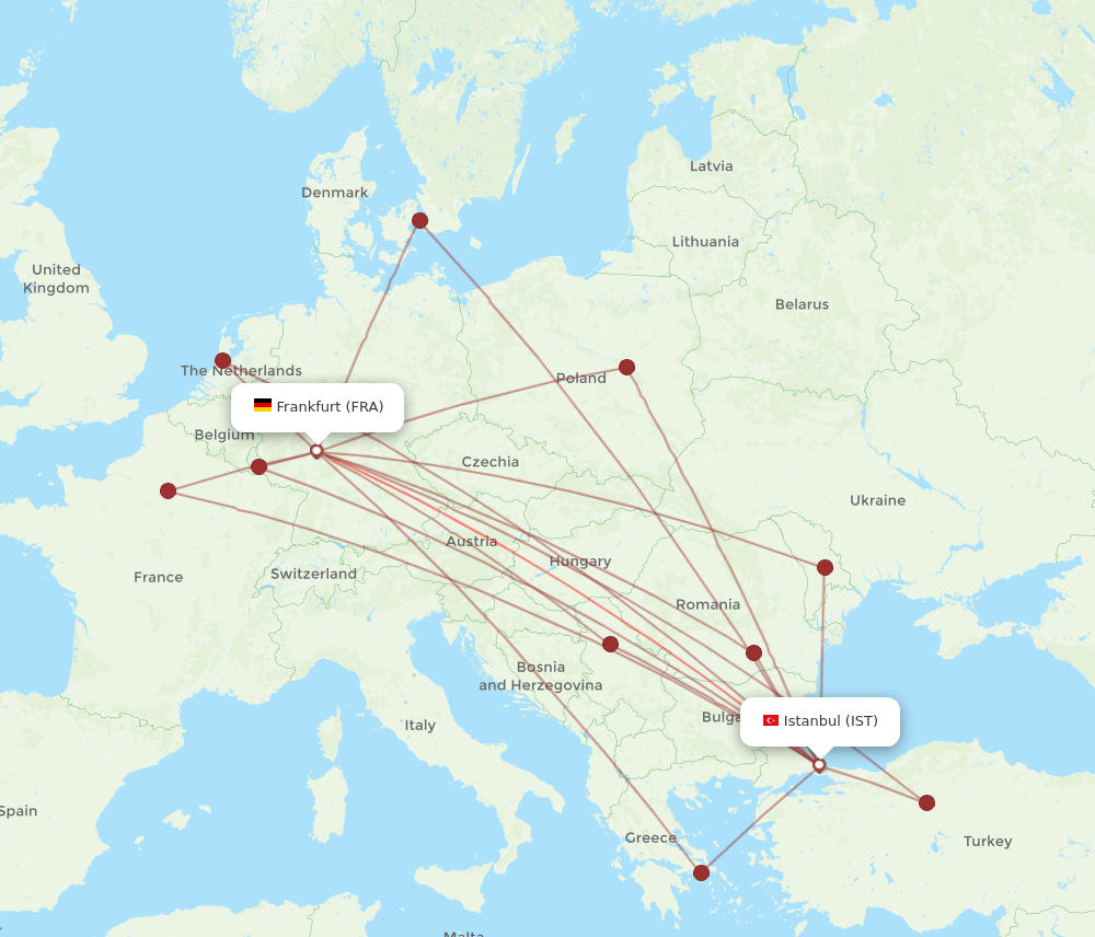 IST to FRA flights and routes map