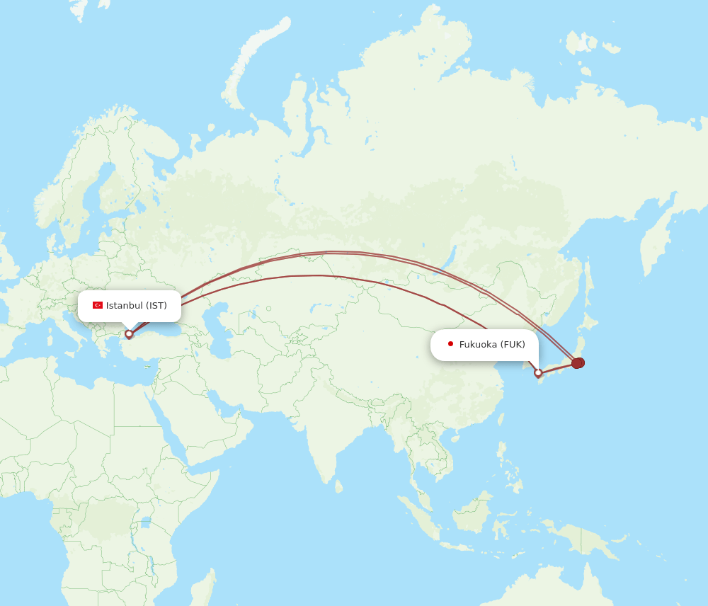 IST-FUK flight routes