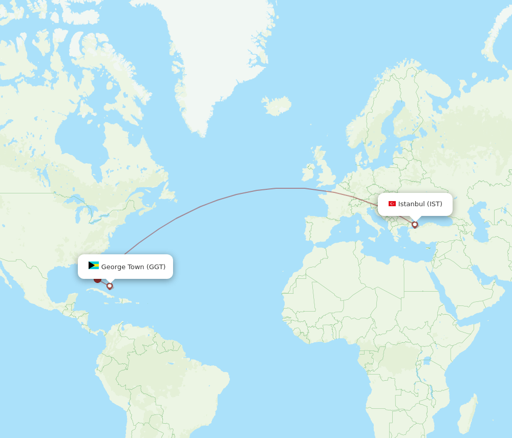 IST to GGT flights and routes map