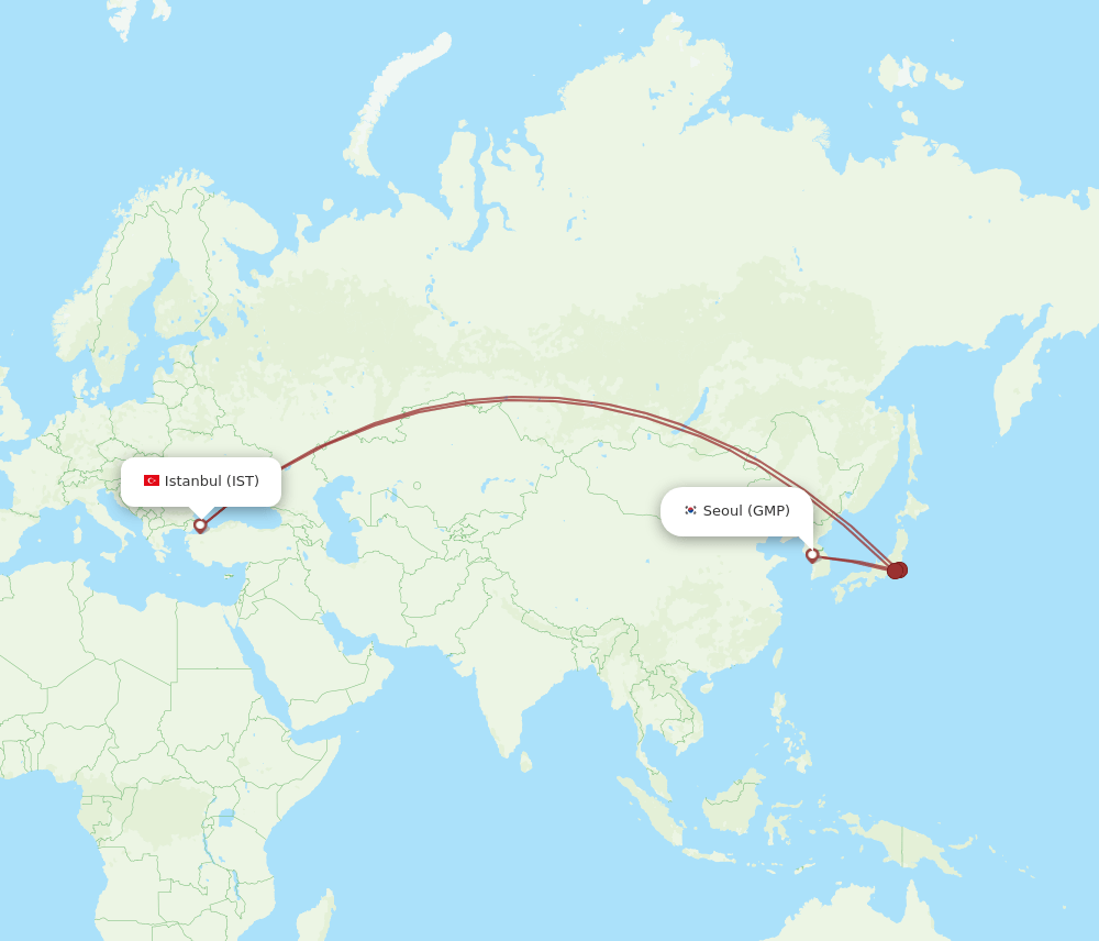 IST to GMP flights and routes map