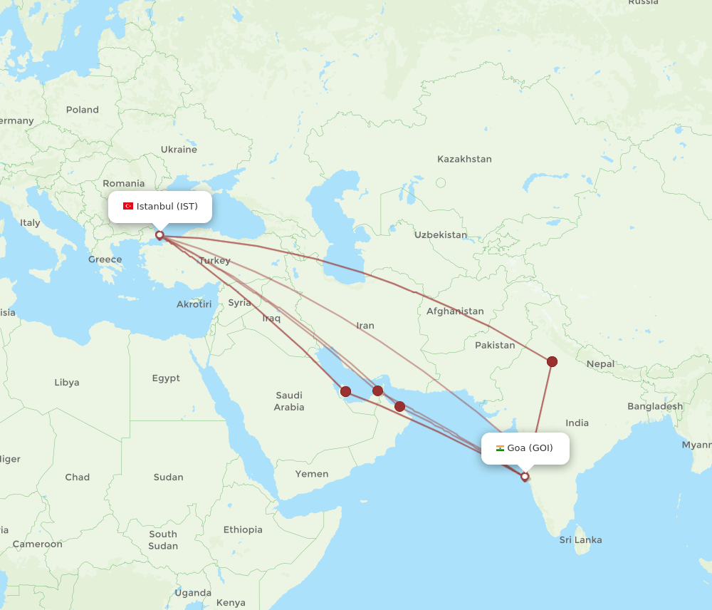IST-GOI flight routes