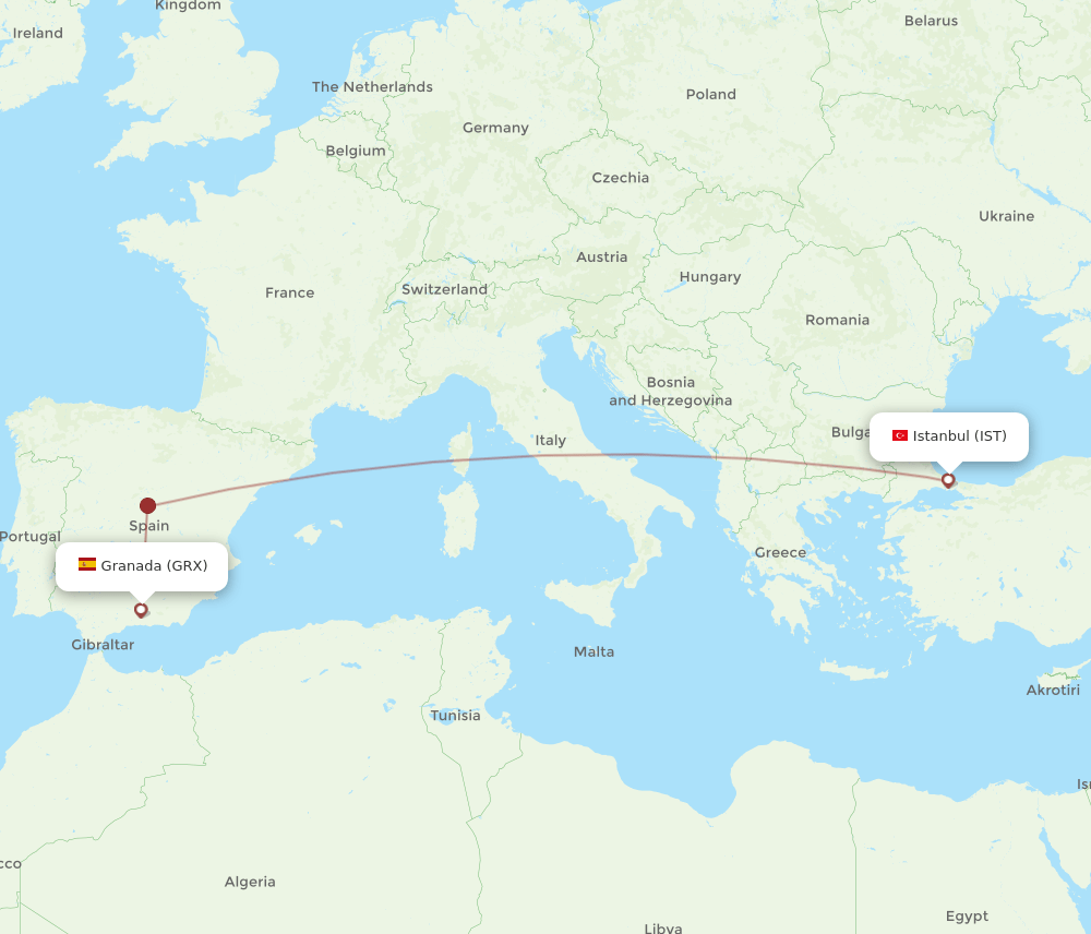 IST-GRX flight routes