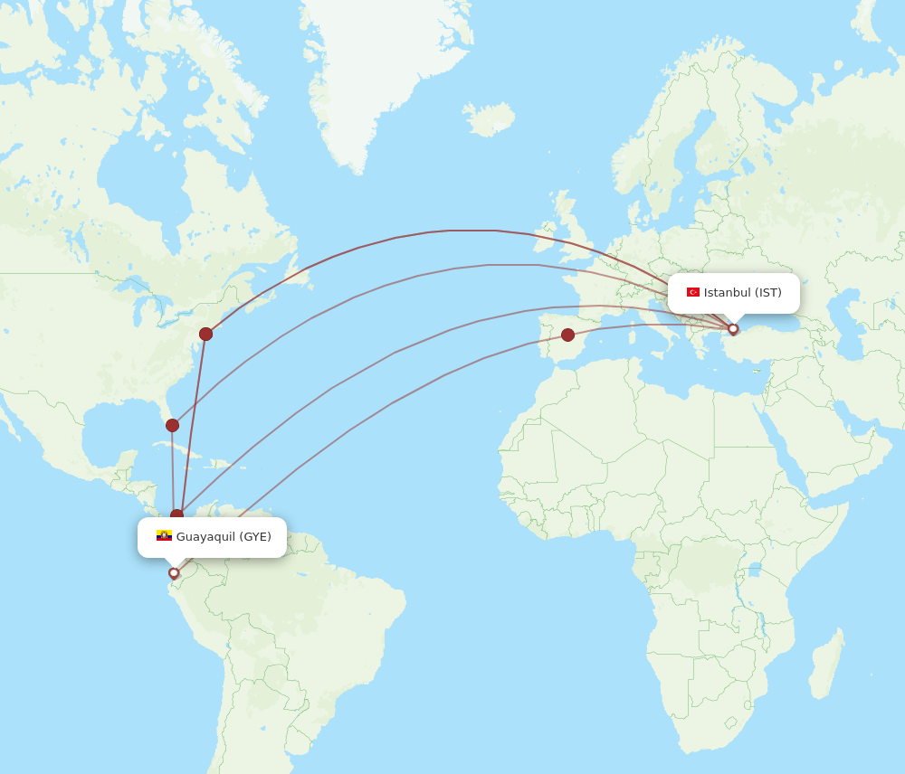 IST-GYE flight routes