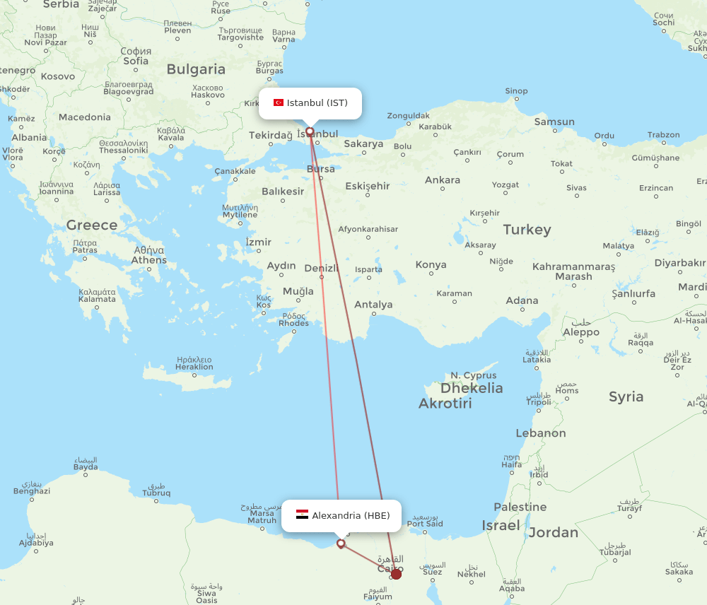 IST to HBE flights and routes map
