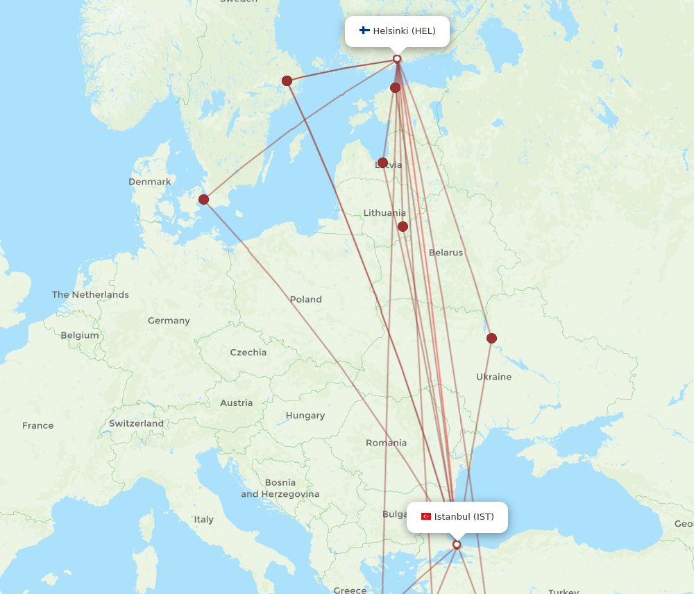 IST-HEL flight routes