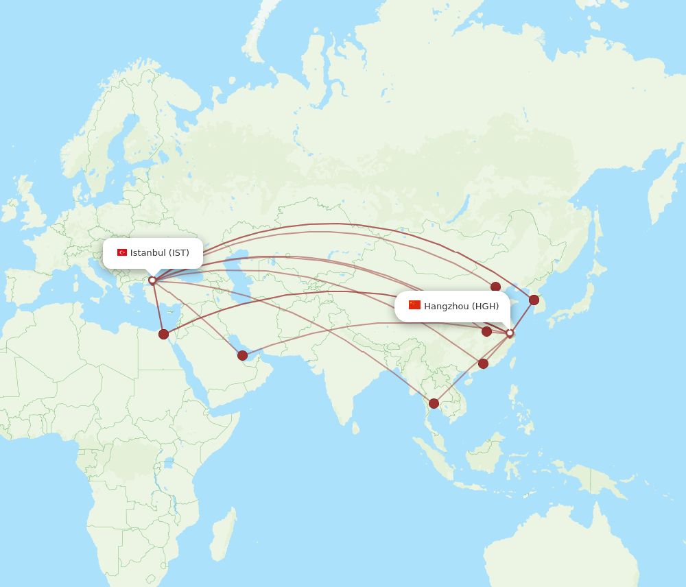 IST-HGH flight routes
