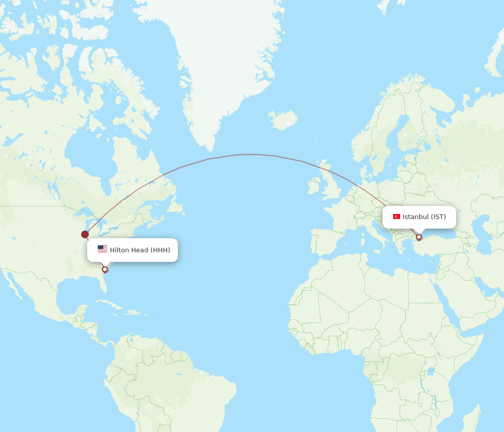 IST to HHH flights and routes map